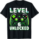 Level 6 Unlocked Shirt Funny Video Gamer Geek 6th Birthday T-Shirt - T-Shirt | Black
