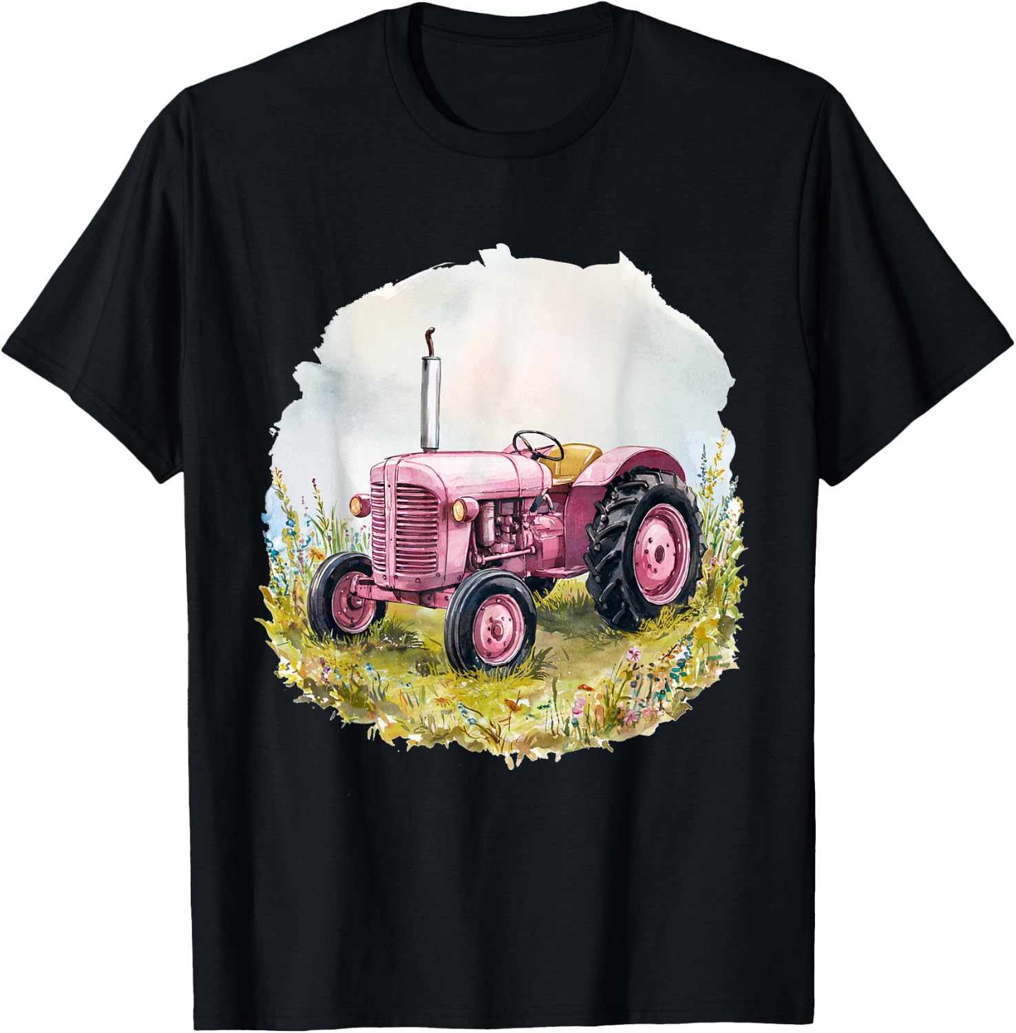 Farm Girl Pink Tractor Women design T-Shirt - T-Shirt | Black
