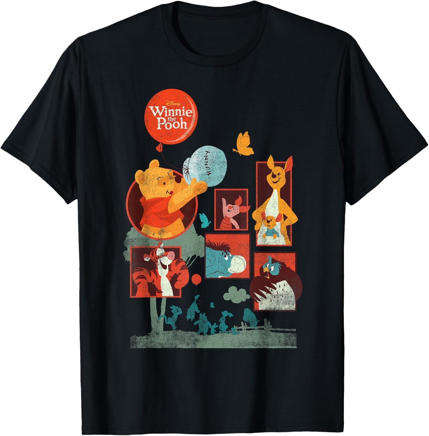 Disney Winnie The Pooh and Friends Panels Small T-Shirt - T-Shirt | Black