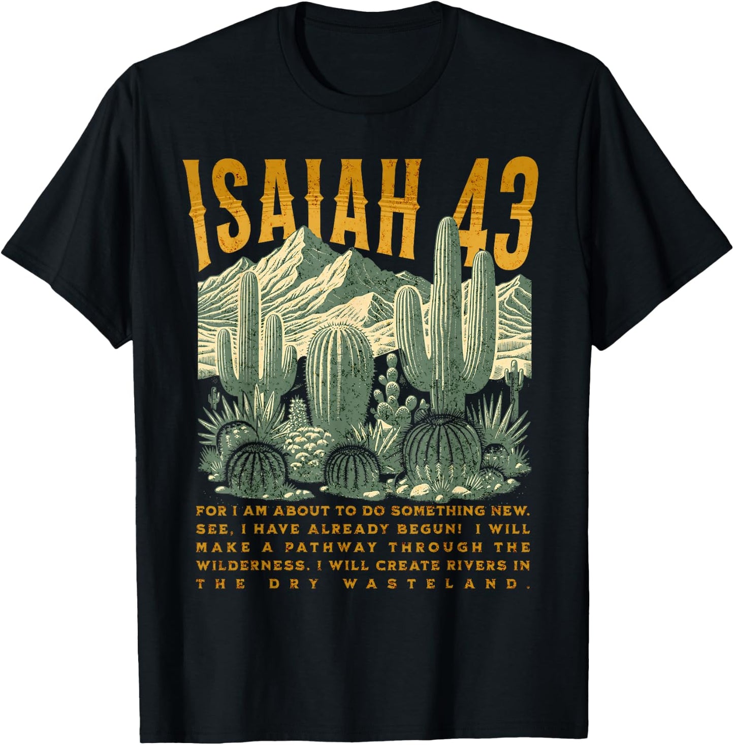 Boho Christian Bible Verse Trendy Jesus Southwest Cactus T-Shirt - T-Shirt | Black