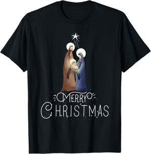 Merry Christmas - Advent Nativity Scene North Star T-Shirt - T-Shirt | Black