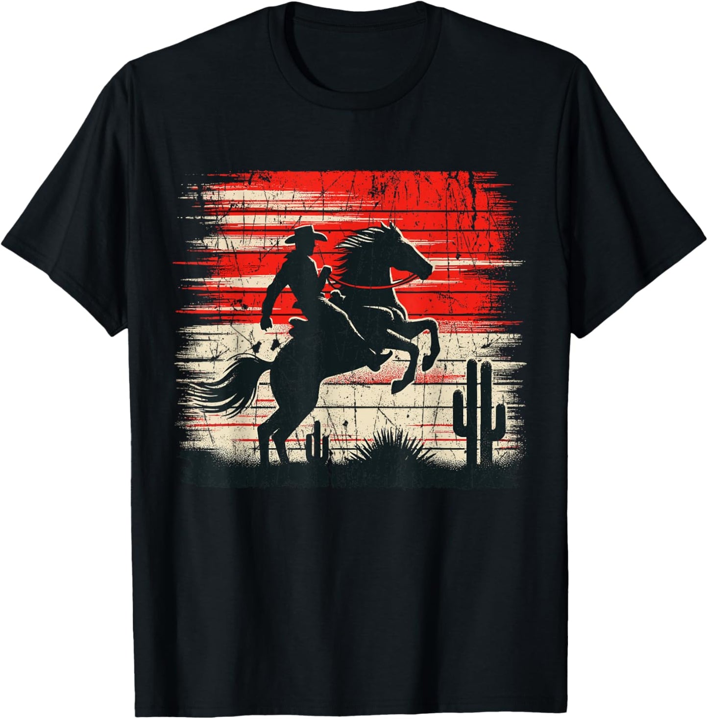 Horse Riding Western Rodeo Retro Cowboy T-Shirt - T-Shirt | Black