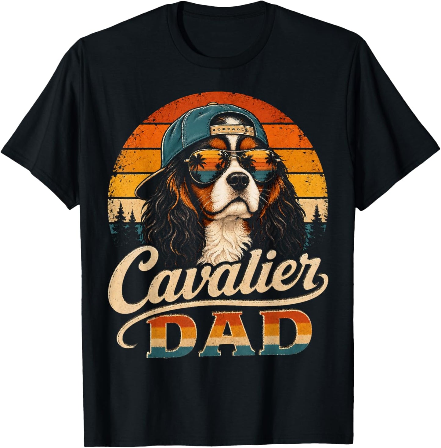 Cavalier Dad Vintage Cavalier King Charles Spaniel Dog Lover T-Shirt - T-Shirt | Black