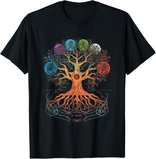 Yggdrasil Tree of Life with Moon Phases T-Shirt - T-Shirt | Black