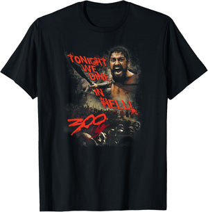 Warner Bros. 300 Movie Dine in Hell -Adults Black Cotton Blend T-Shirt - T-Shirt | Black