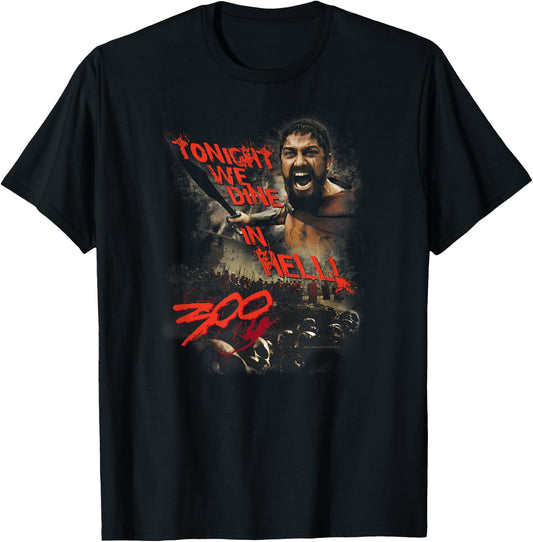 Warner Bros. 300 Movie Dine in Hell -Adults Black Cotton Blend T-Shirt - T-Shirt | Black