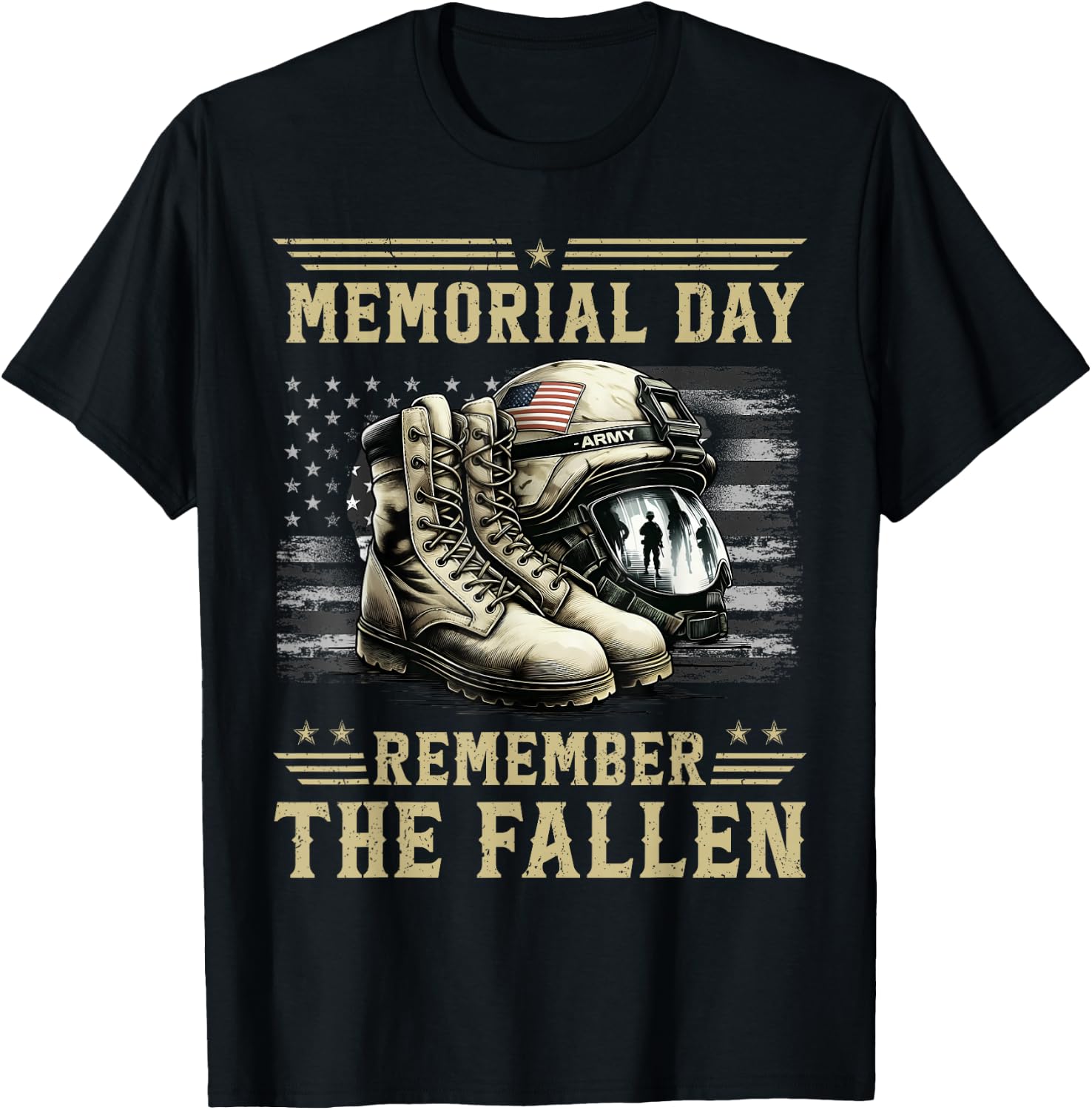 Memorial Day Remember The Fallen Veteran Military Camouflage T-Shirt - T-Shirt | Black