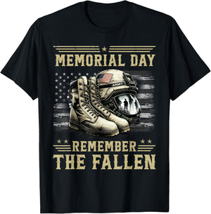 Memorial Day Remember The Fallen Veteran Military Camouflage T-Shirt - T-Shirt | Black
