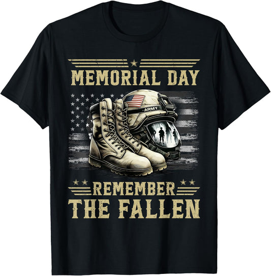 Memorial Day Remember The Fallen Veteran Military Camouflage T-Shirt - T-Shirt | Black
