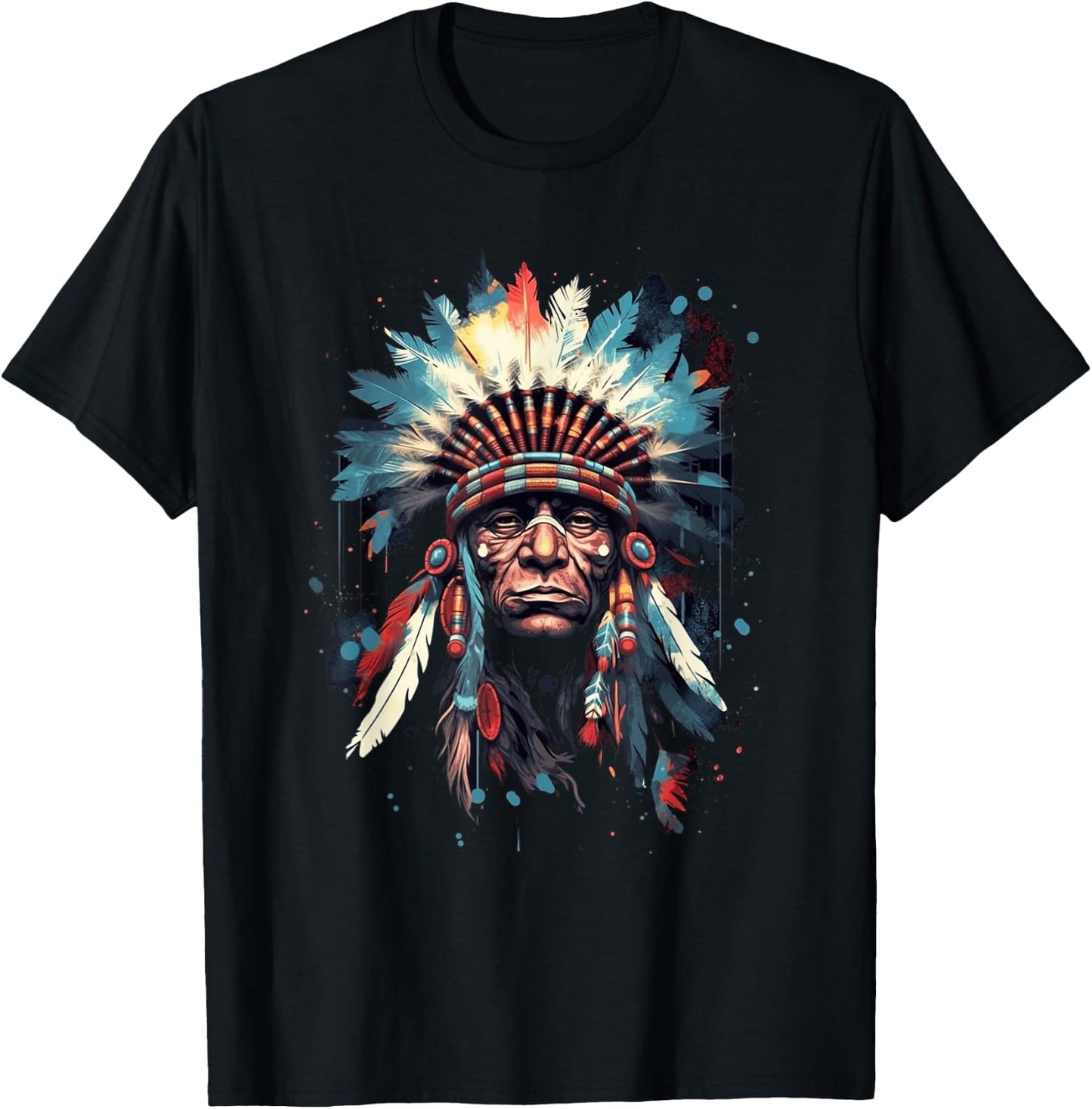 Native American Indian Headdress Traditional Art Men Women T-Shirt - T-Shirt | Black