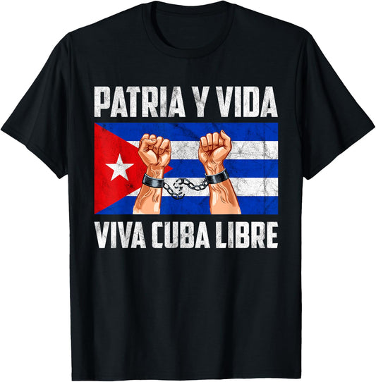 Viva Cuba Libre Patria Y Vida Cuba Flag, Freedom Movement T-Shirt - T-Shirt | Black