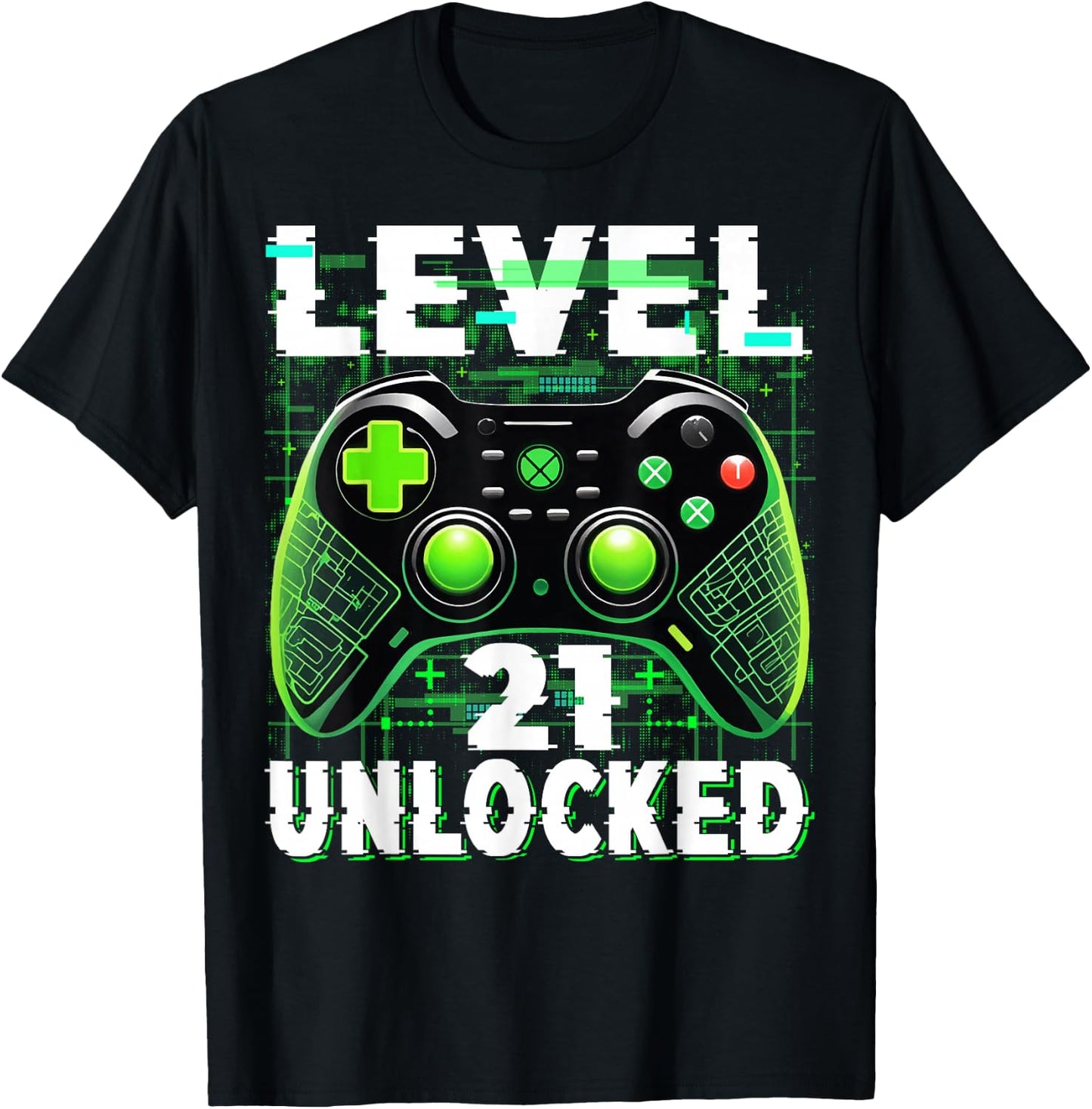 Level 21 Unlocked Shirt Funny Video Gamer Geek 21st Birthday T-Shirt - T-Shirt | Black