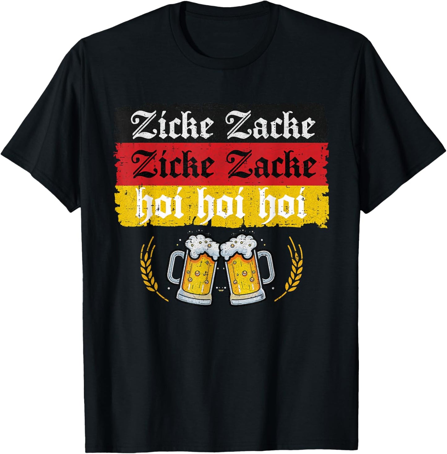 Zicke Zacke Hoi Oktoberfest German Flag Party Funny T-Shirt - T-Shirt | Black