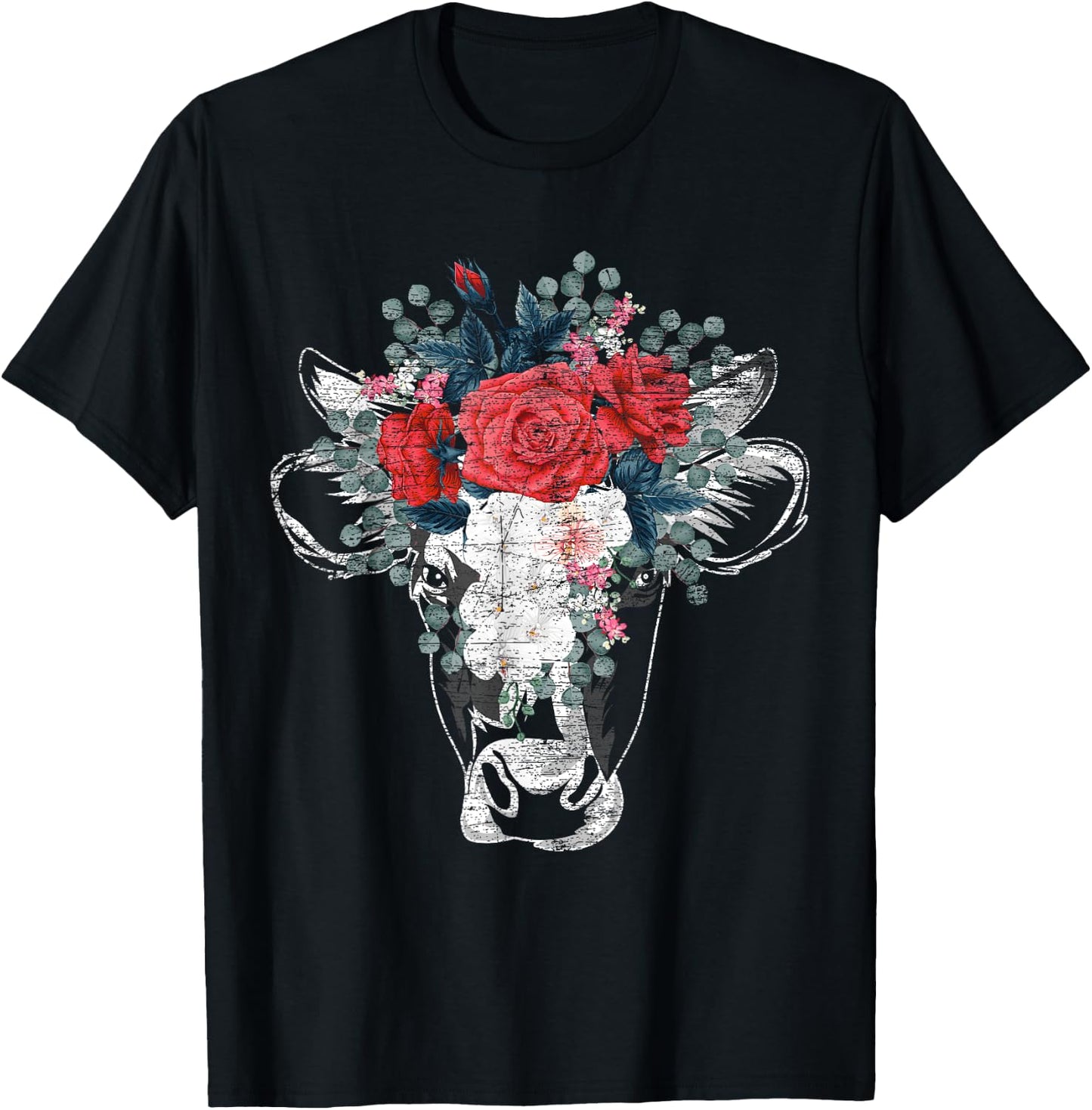 Flower Cow T-Shirt - T-Shirt | Black