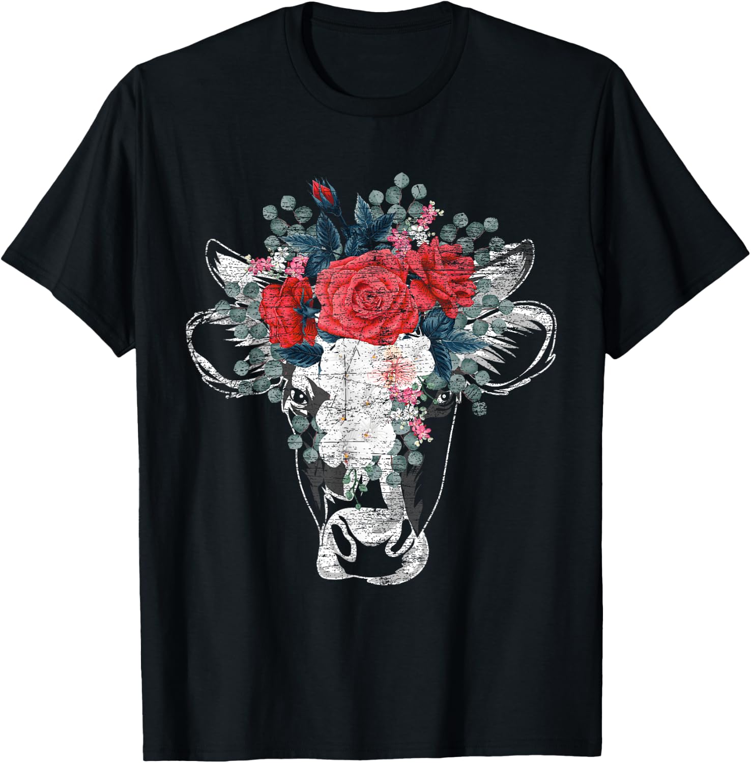 Flower Cow T-Shirt - T-Shirt | Black