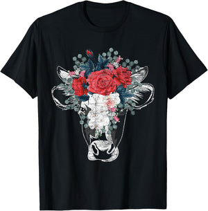 Flower Cow T-Shirt - T-Shirt | Black