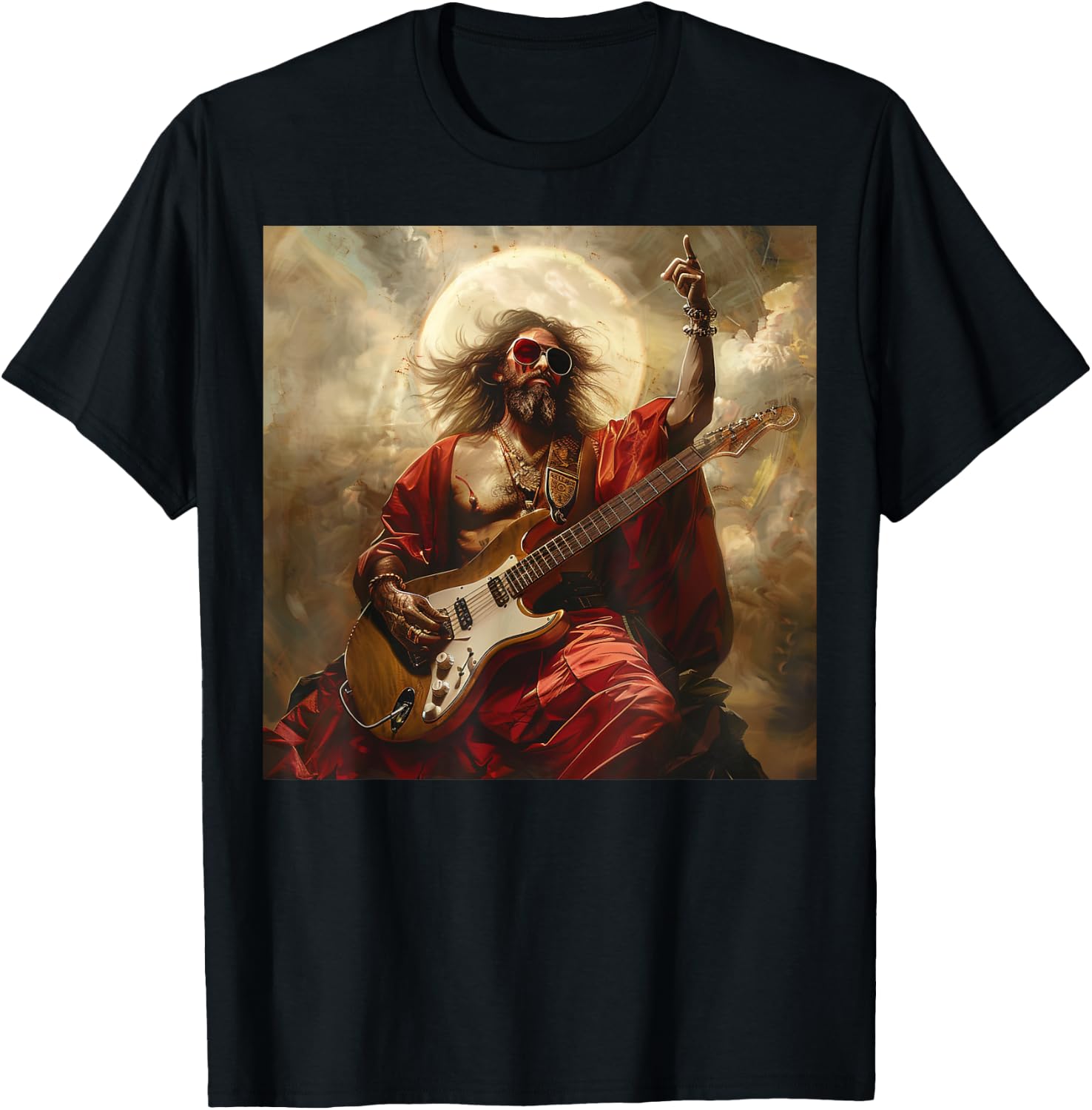 Heavy Metal Jesus Christ Guitar T-Shirt - T-Shirt | Black