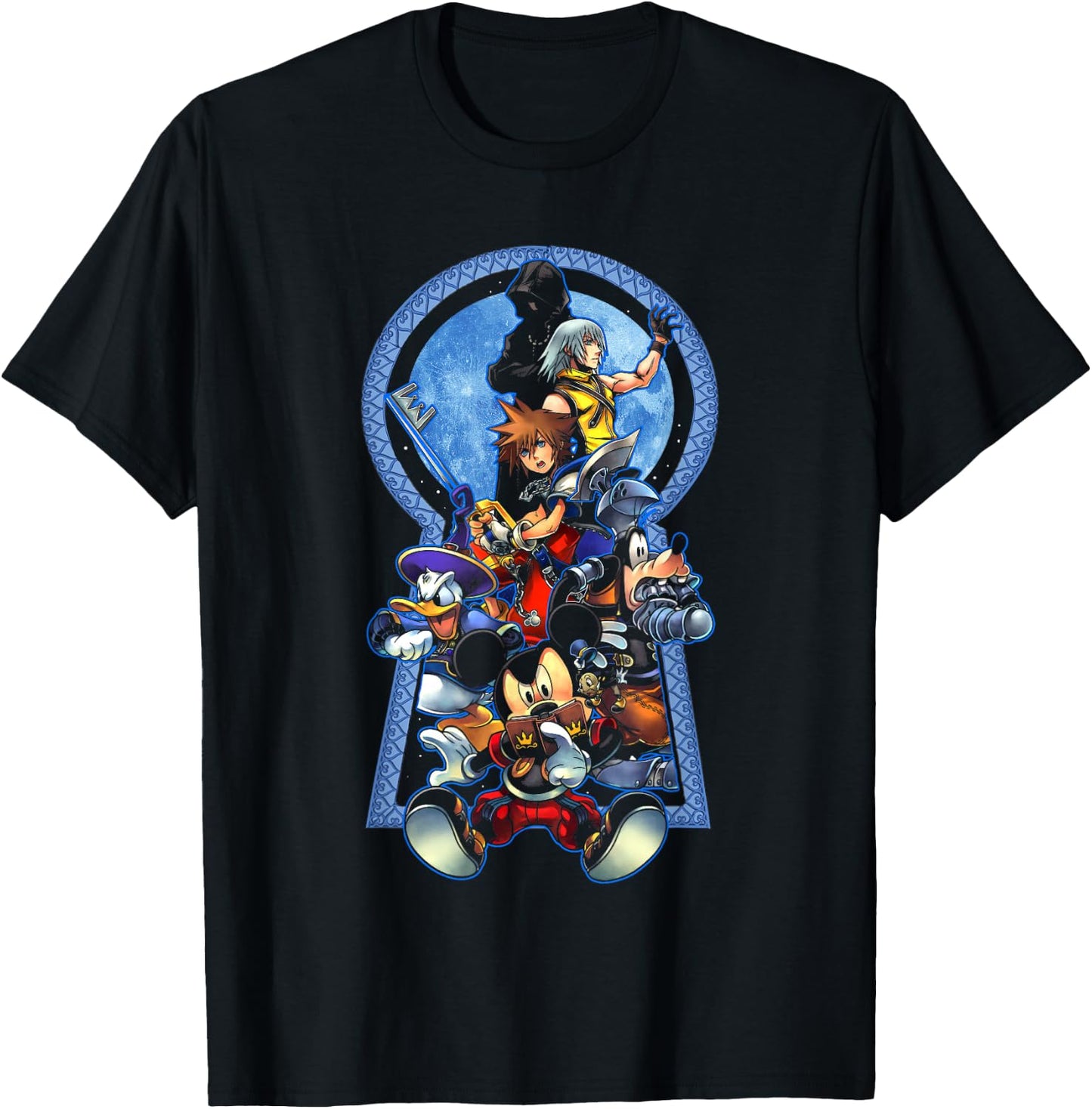 Disney Kingdom Hearts Key To The Kingdom Group Shot Poster T-Shirt - T-Shirt | Black