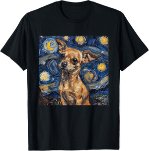 Chihuahua Van Gogh Starry Night T-Shirt - T-Shirt | Black