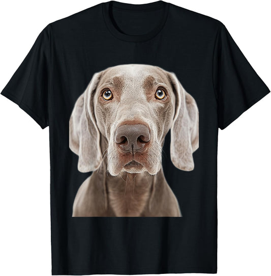 Weimaraner Face Design -Adults Kids Black Small Classic Fit Short Sleeve T-Shirt - T-Shirt | Black