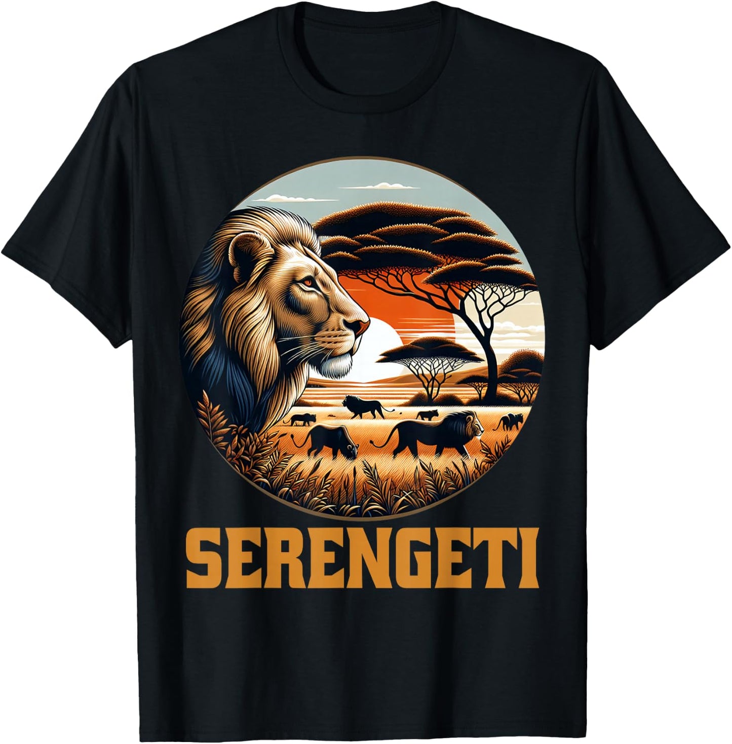 Serengeti National Park African Lion Safari Tanzania T-Shirt - T-Shirt | Black