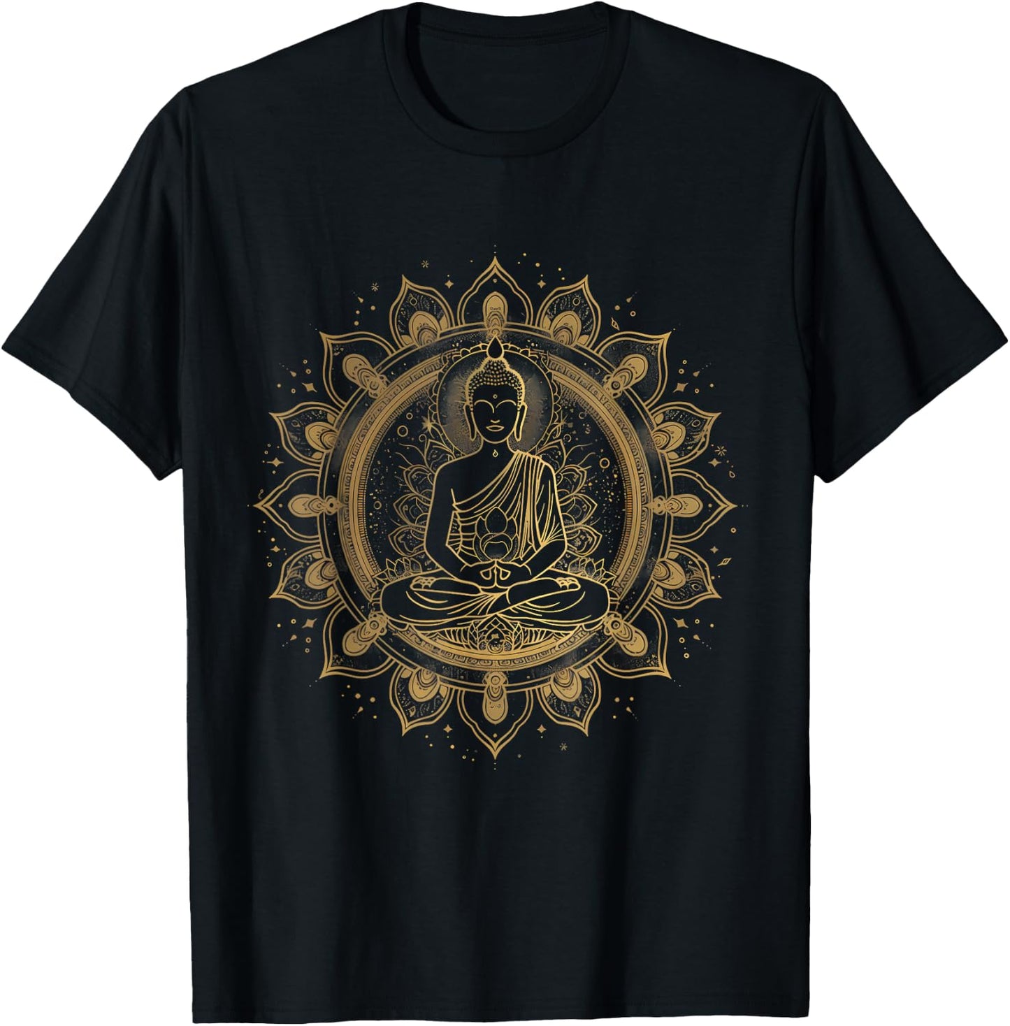 Zen Buddha Meditation Buddhist Hindu Mandala Spiritual T-Shirt - T-Shirt | Black