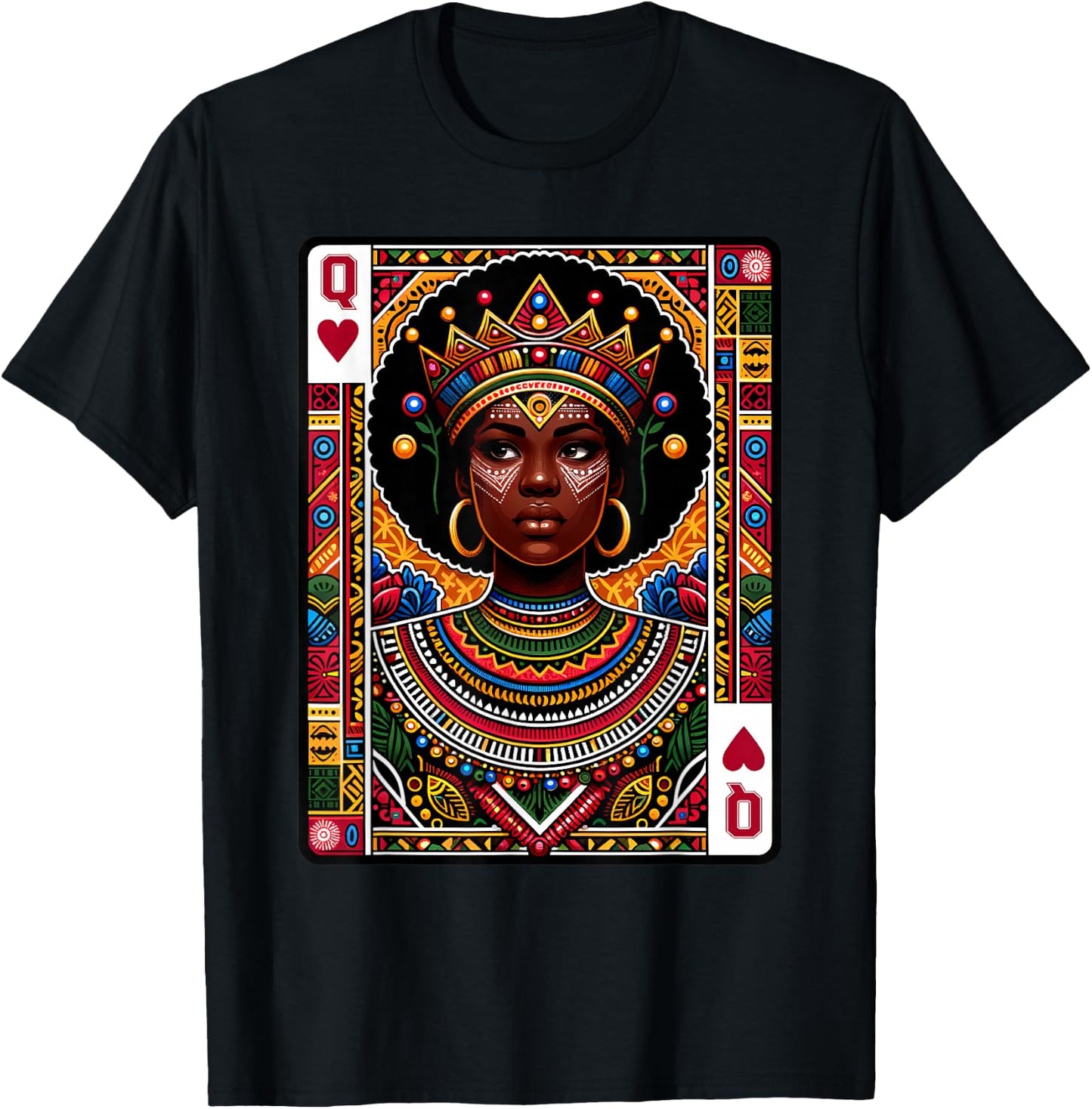 African Queen Card Melanin Black Pride BLM Juneteenth T-Shirt - T-Shirt | Black