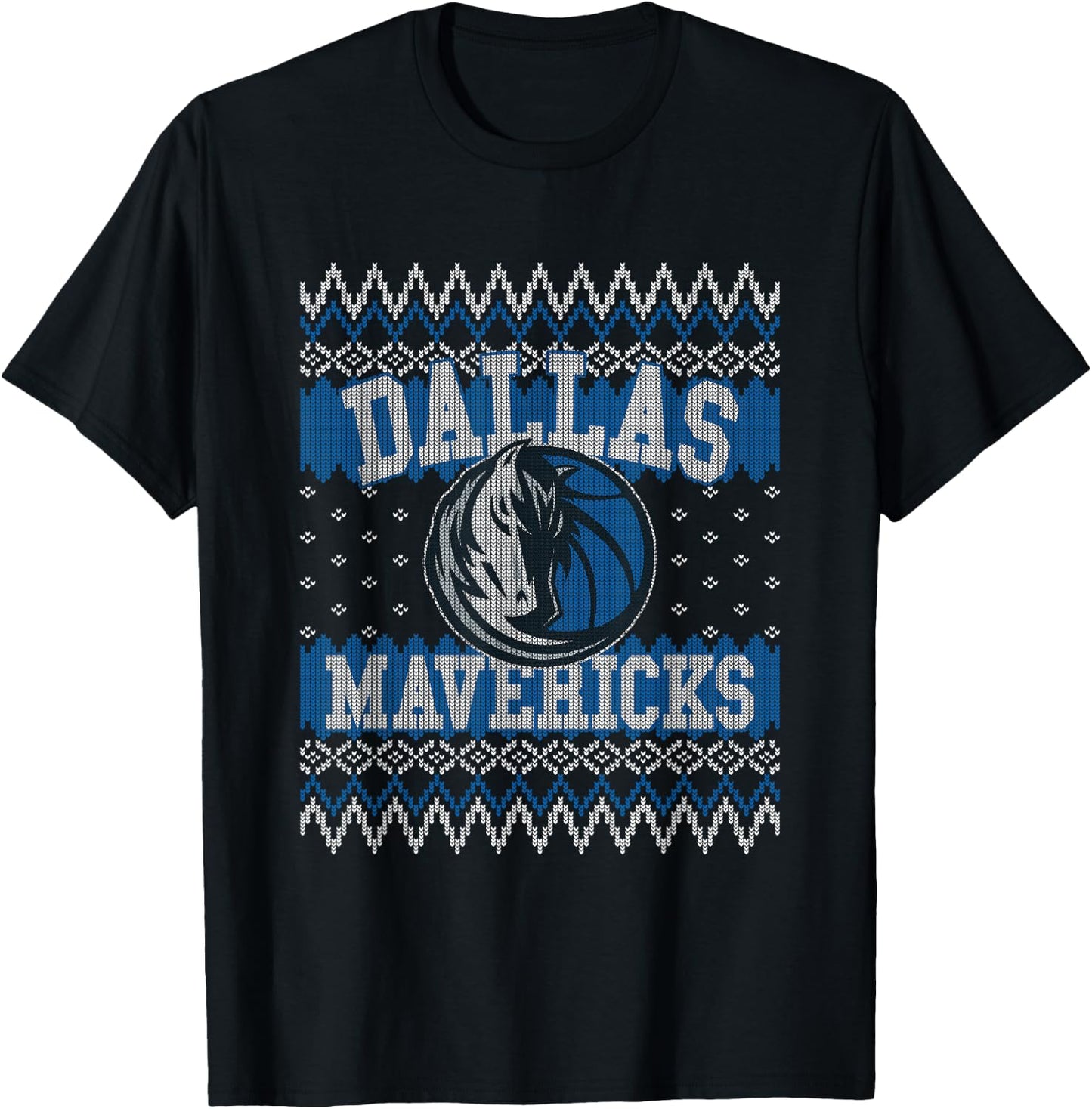 NBA Dallas Mavericks Ugly Christmas Sweater Style T-Shirt - T-Shirt | Black