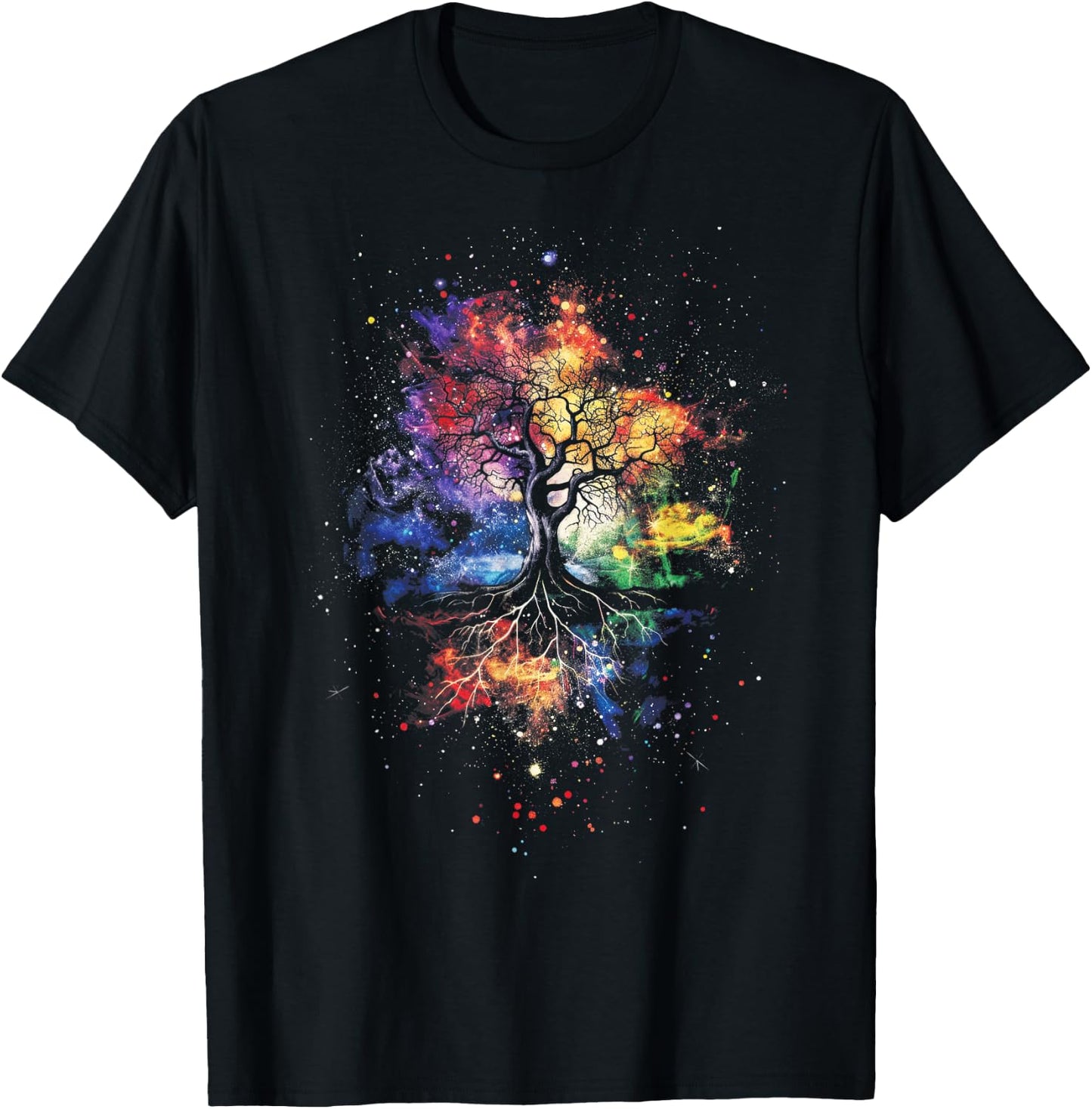 Tree Life Fantasy Mystical Nature Spiritual -Adults , Black, Small, Short Sleeve, Graphic, All Seasons, Pull On, 1 Count, Artistic Design, Lightweight Comfort T-Shirt - T-Shirt | Black