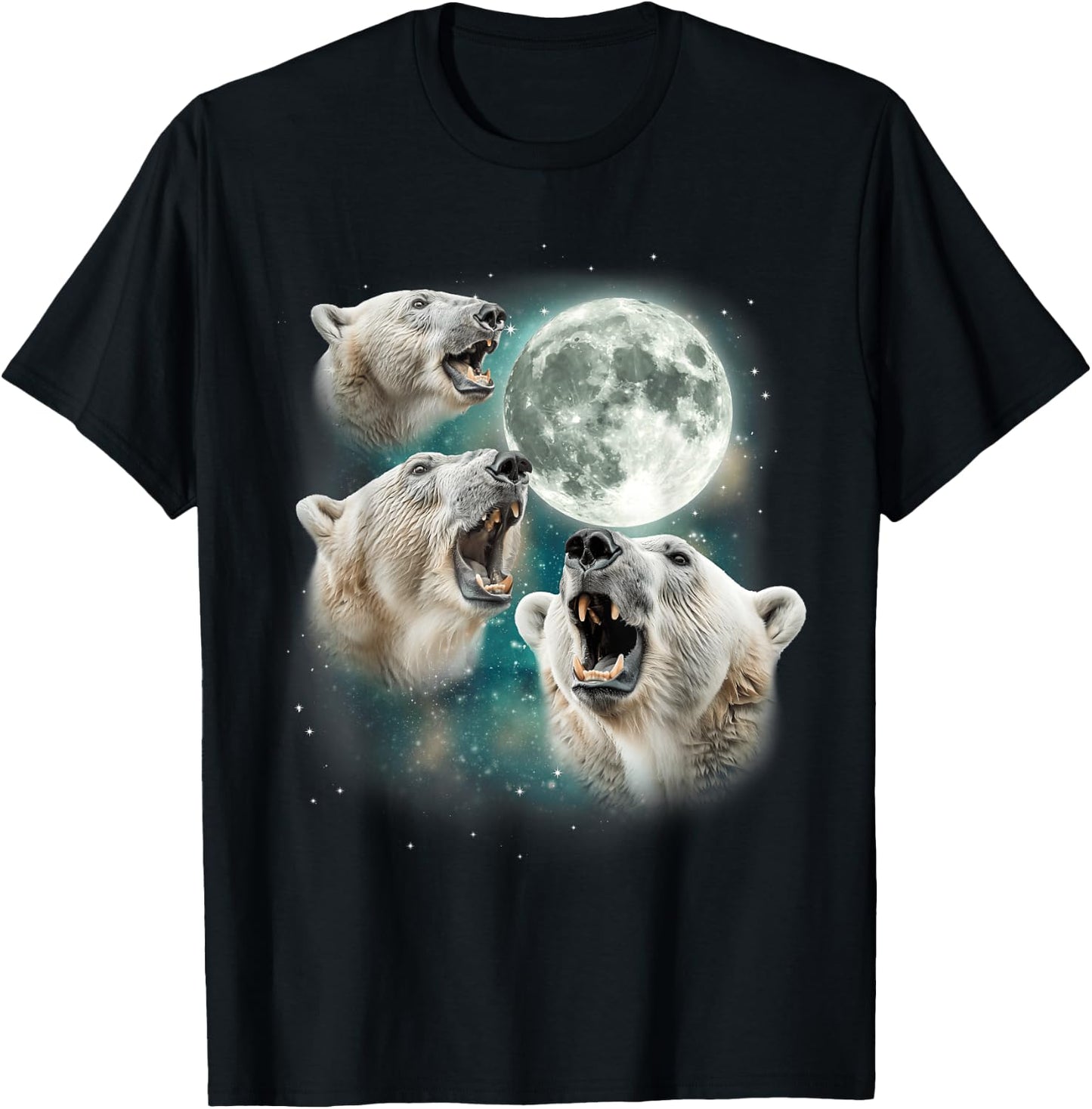 3 Snow Bear Moon | Funny Arctic Wildlife Howling Parody T-Shirt - T-Shirt | Black