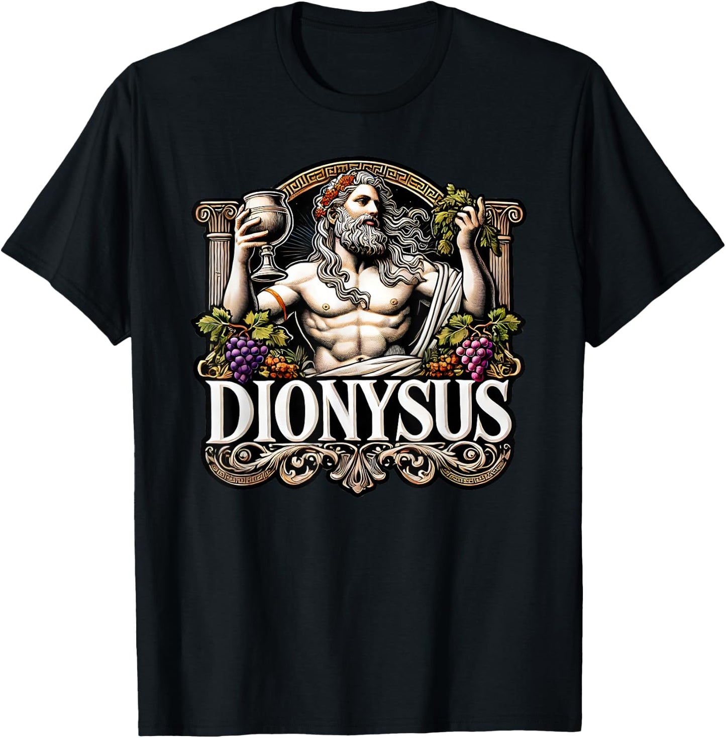 Dionysus Greek God of wine Mythology Ancient Greece T-Shirt - T-Shirt | Black