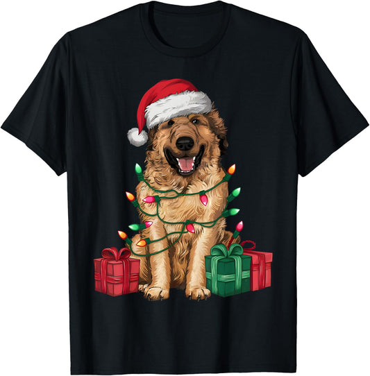 Xmas Lighting Santa Hat Anatolian Shepherd Dog Christmas Women Kids T-Shirt - T-Shirt | Black