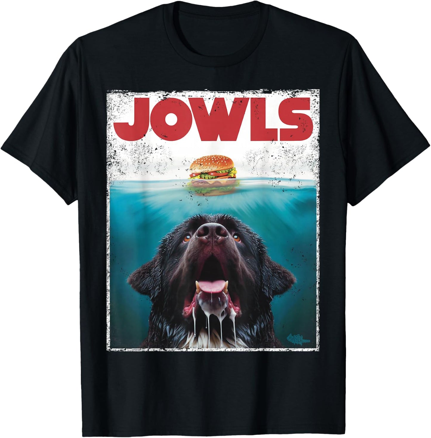 Newfie Jowls, Drooling Newfoundland Dog Paws, Mom Top, Dad T-Shirt - T-Shirt | Black