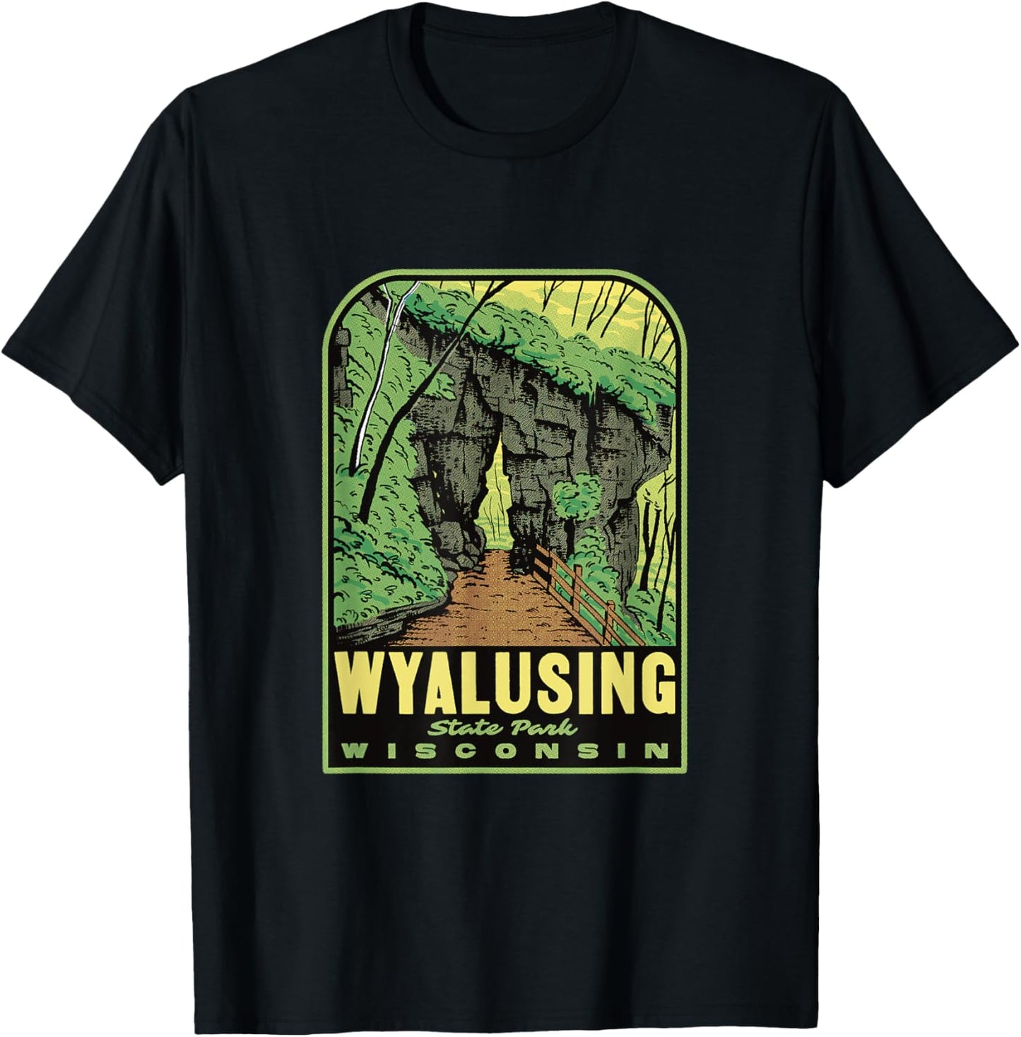 Wyalusing State Park Wisconsin Retro Travel T-Shirt - T-Shirt | Black
