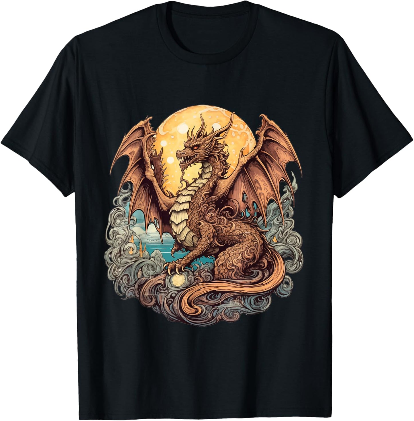 Enchanted Dragon Guardian T-Shirt - T-Shirt | Black