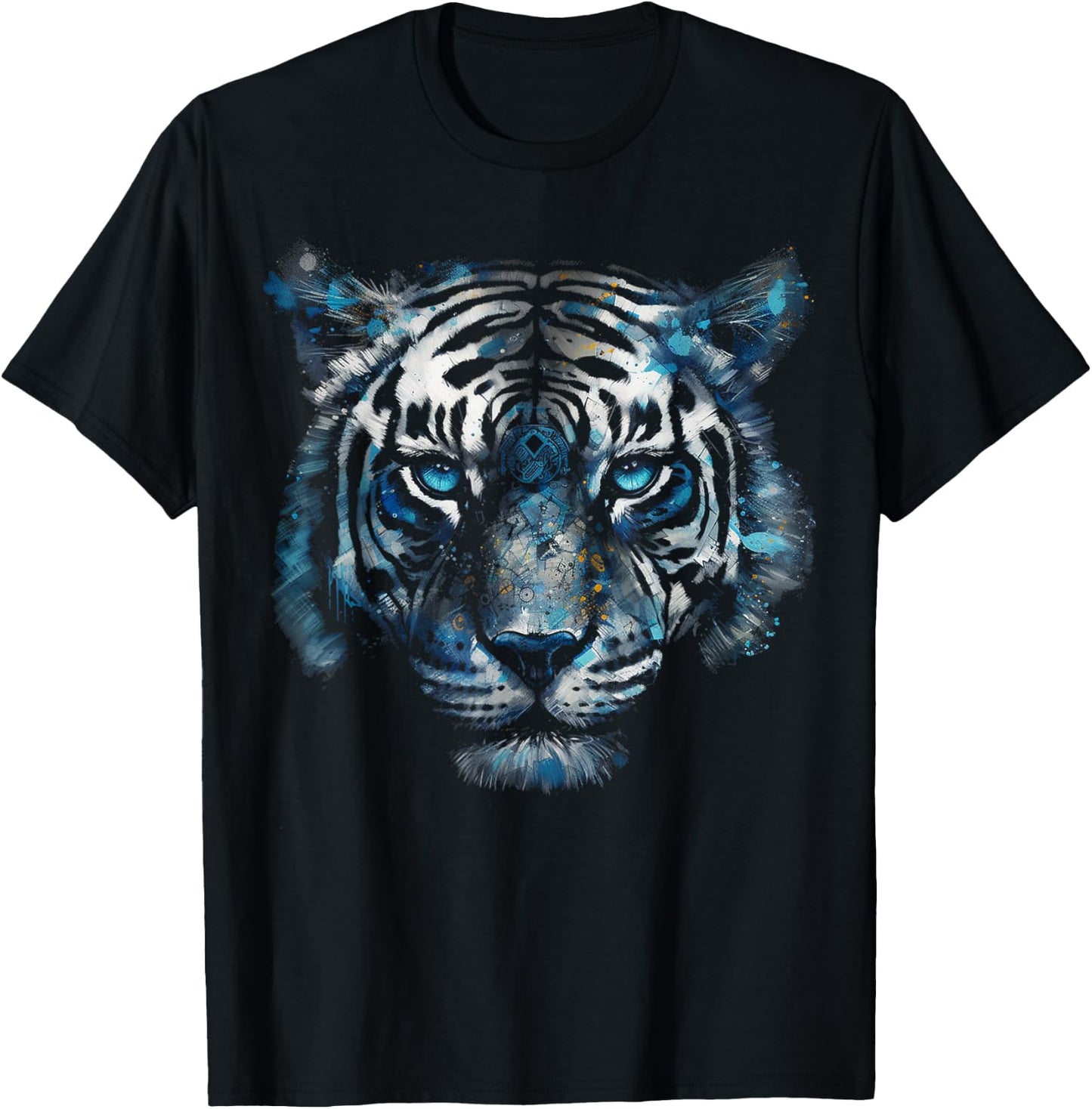 Tiger Artwork - Blue Eyes - Animal Art Tiger T-Shirt - T-Shirt | Black
