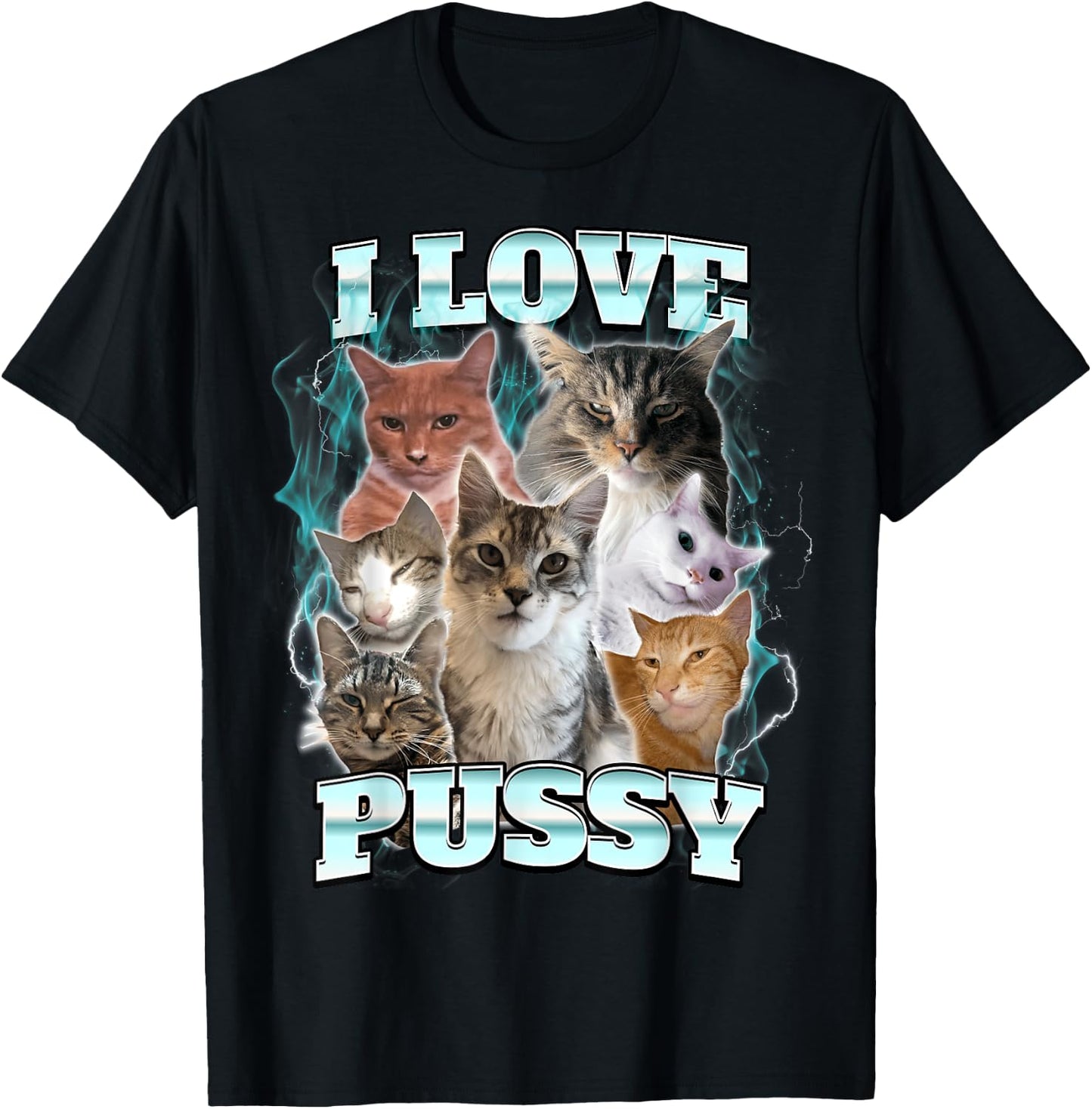 I Love Pussy Cat Men Women T-Shirt - T-Shirt | Black