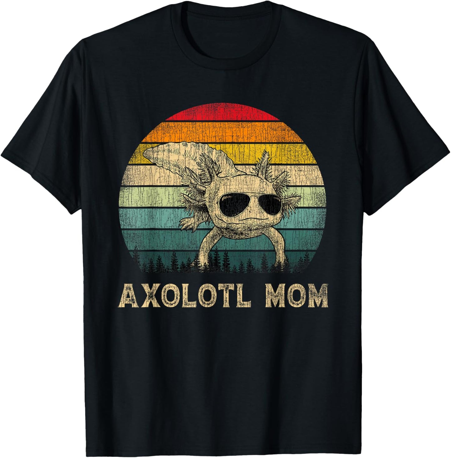 Vintage Axolotl Mom Axolotl Lovers Mommy Mother's Day T-Shirt - T-Shirt | Black