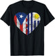 Uruguayan Puerto Rican Flags Heart | Puerto Rico Uruguay T-Shirt - T-Shirt | Black