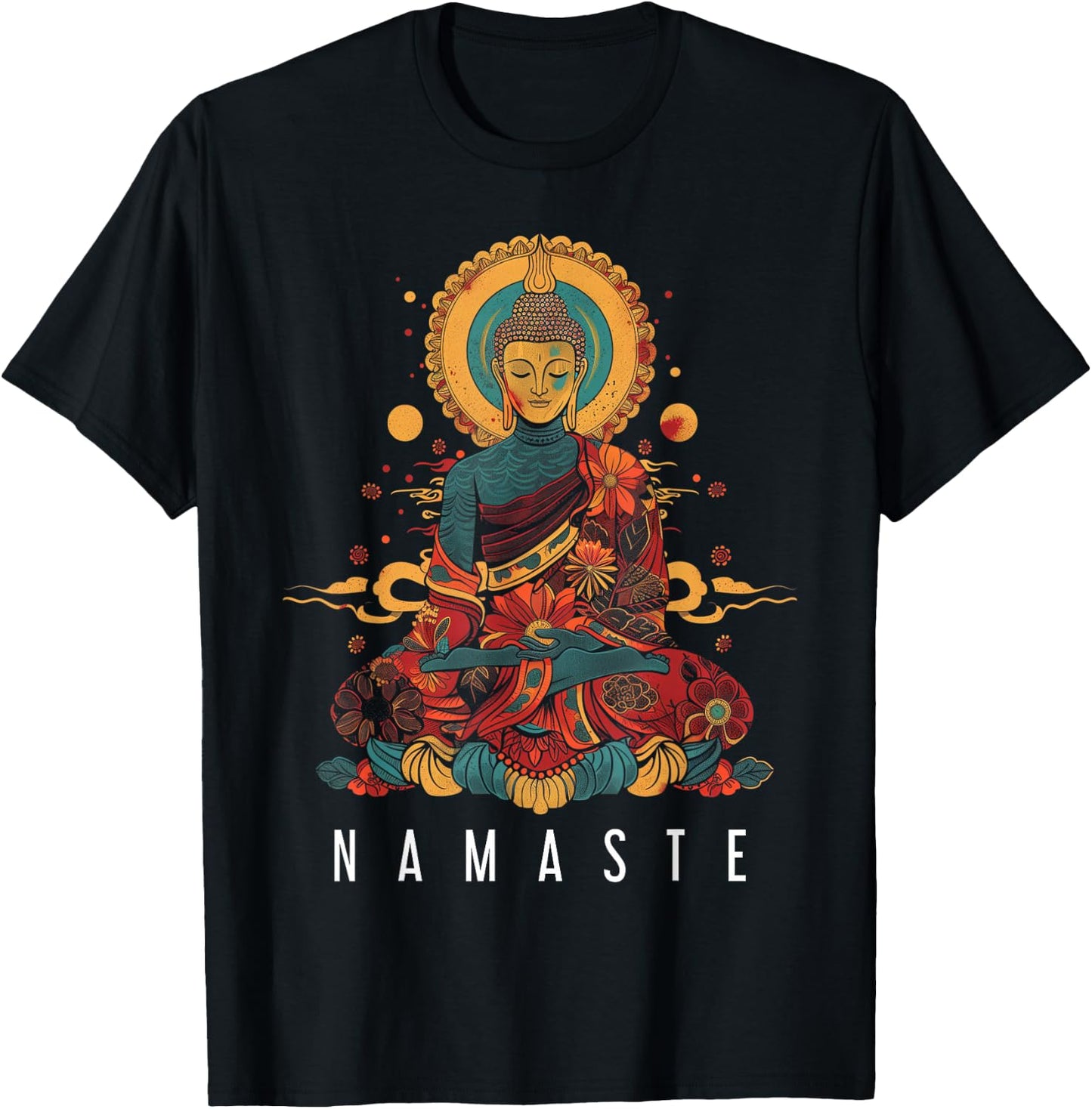 Buddha Namaste Buddhism Vintage Zen Buddhist Yoga T-Shirt - T-Shirt | Black