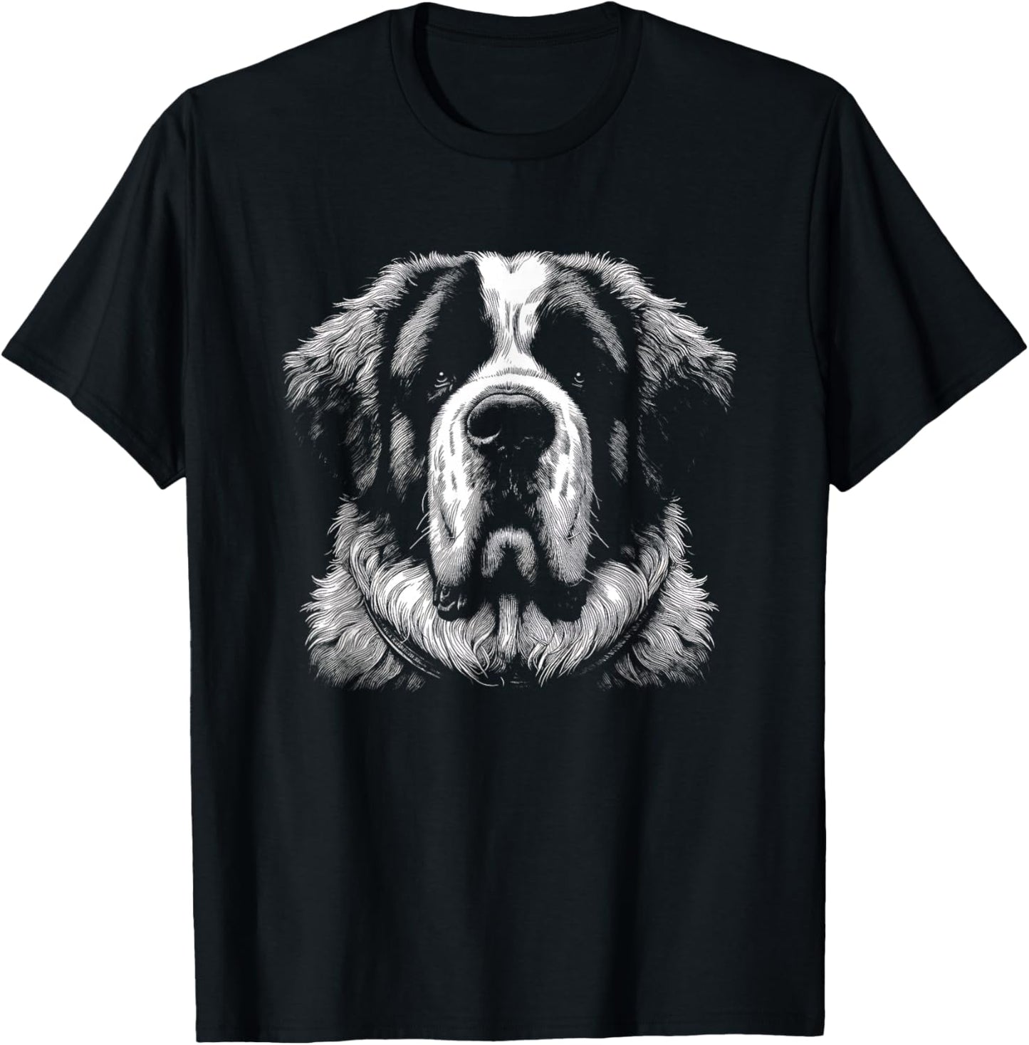 Saint Bernard Face Dog Graphic Art Design T-Shirt - T-Shirt | Black