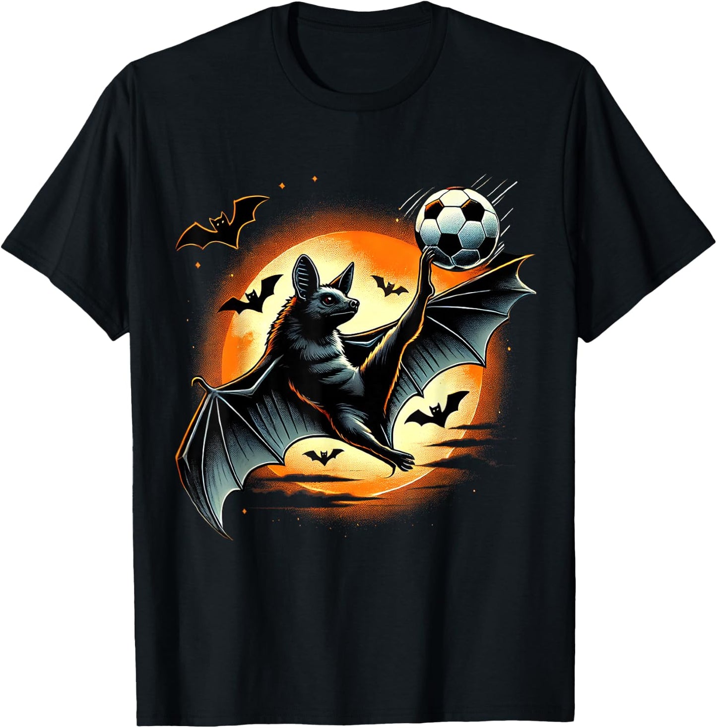 Funny Bat Playing Soccer, Halloween Costume Boys Girls T-Shirt - T-Shirt | Black