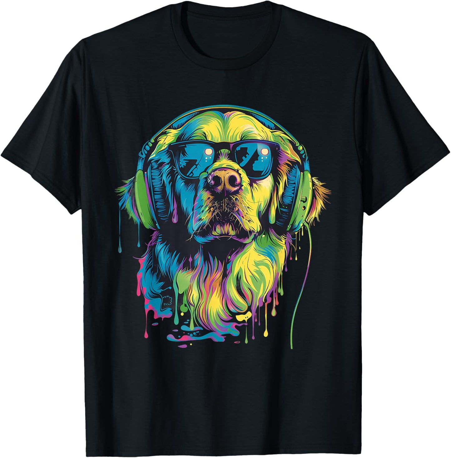 DJ Dog EDM Techno Music Headphones House Music Beatmaker T-Shirt - T-Shirt | Black