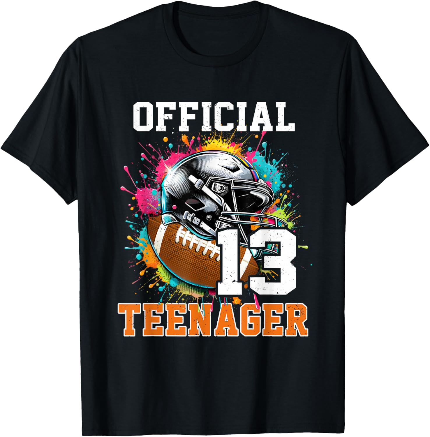 Official Teenager 13th Birthday Football 13 Years Old T-Shirt - T-Shirt | Black