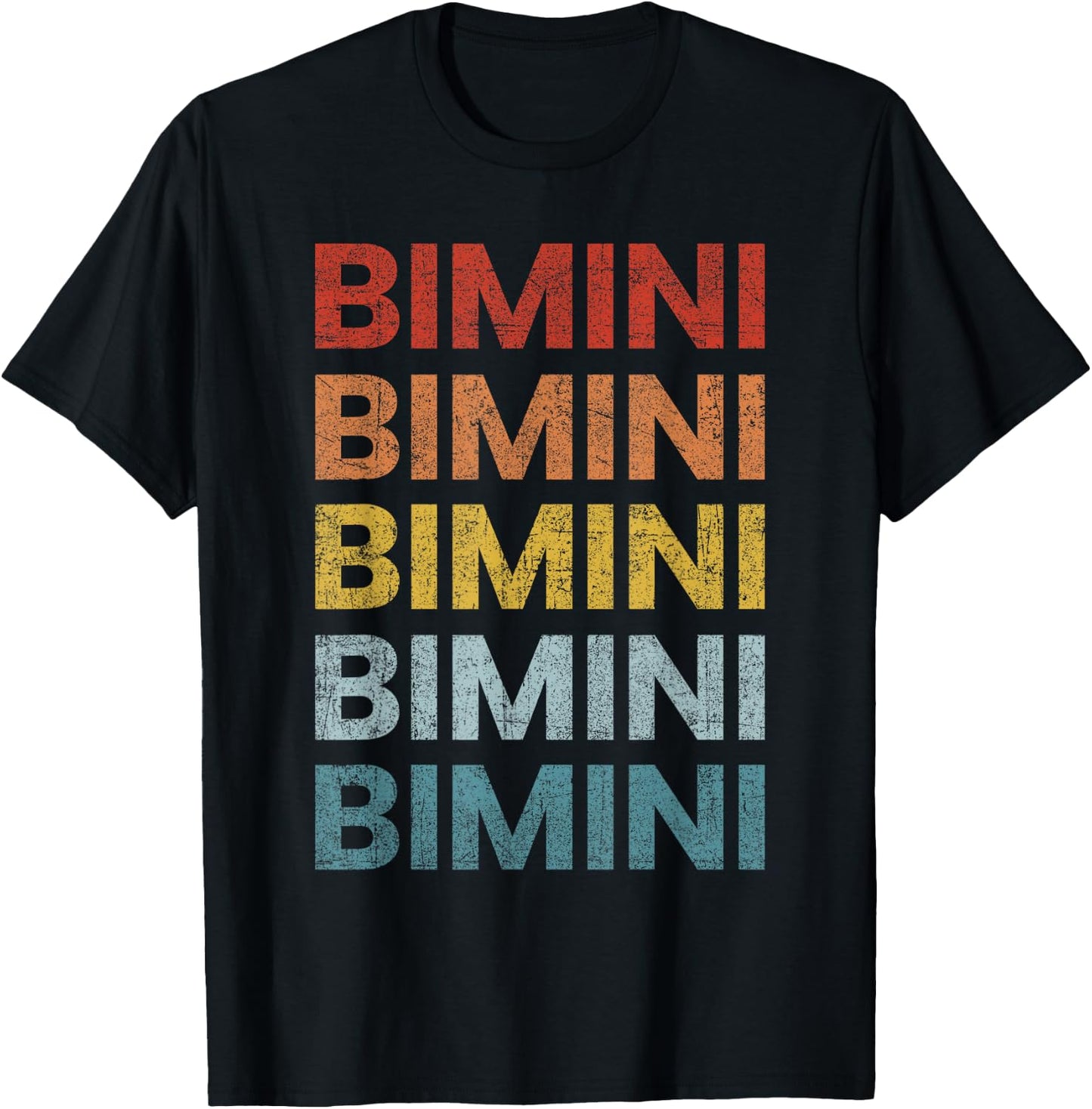 Bimini Bahamas Retro Throwback Letter Boys Girls Souvenir T-Shirt - T-Shirt | Black