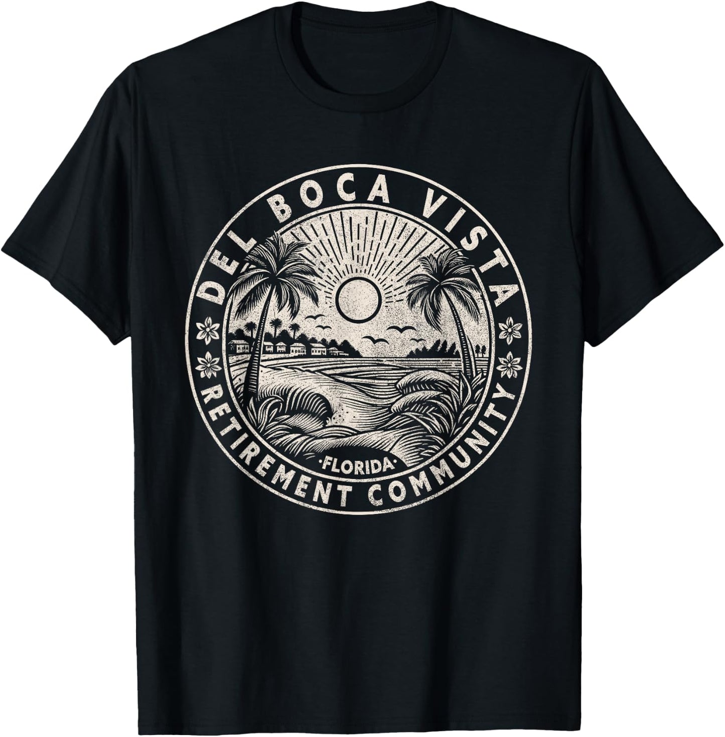 Del Boca Vista Retro Sunset Florida Vintage T-Shirt - T-Shirt | Black