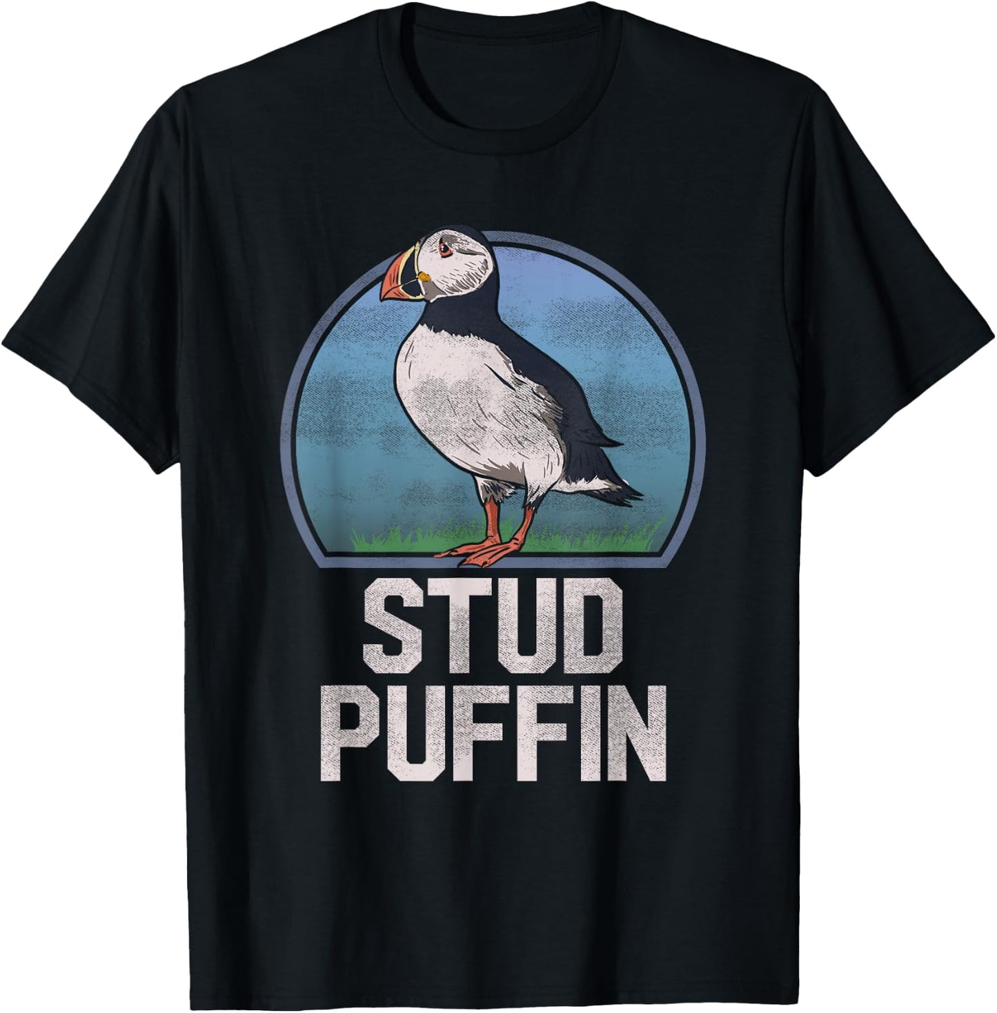 Stud Puffin Funny Seabird Animal Lover Stud Muffin T Shirt T-Shirt - T-Shirt | Black
