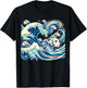 White Labrador Retriever Blue Dogs Wave Lab Puppy Japan Art T-Shirt - T-Shirt | Black