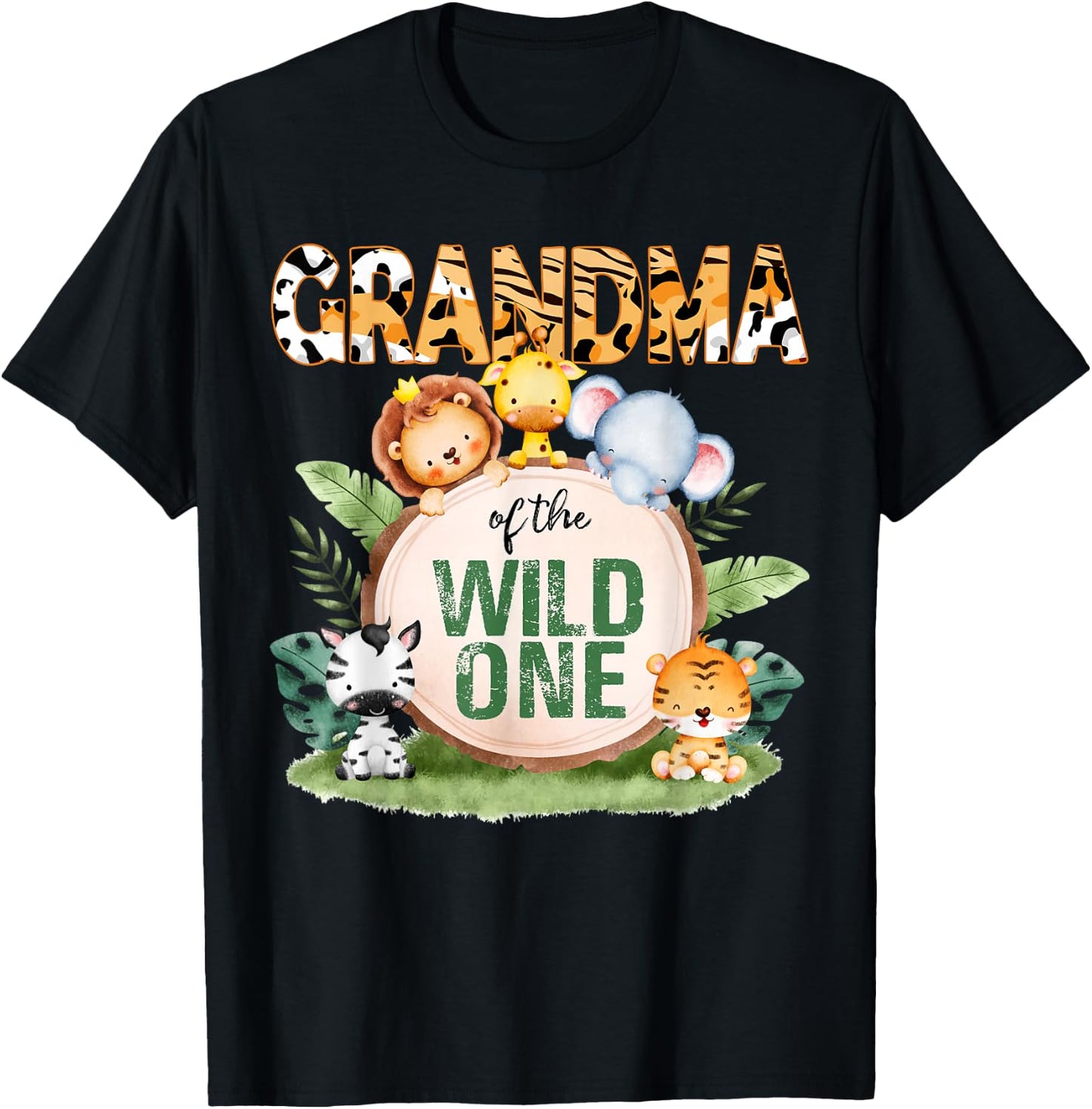 Grandma Of The Wild One 1st Birthday Safari Family Matching T-Shirt - T-Shirt | Black