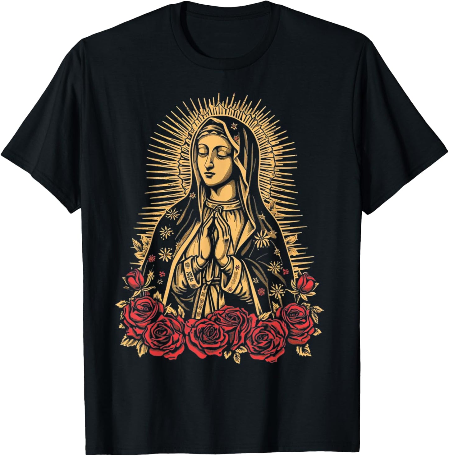 Our Lady De Guadalupe Sant Mary For Christians, Catholics T-Shirt - T-Shirt | Black